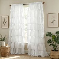Voilage mat opaque avec bordure à volants Lotus, superposition de franges, pour assombrir la lumière du jour, idéal pour la décoration des espaces ouverts et des salons.