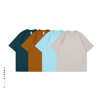 Camiseta de punto de algodón 100% de 300 gramos, estilo boxy y corto, con hombros caídos, oversize, para serigrafía, gráfico en blanco, para hombre.