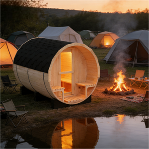 Stocks Backyard Relaxation 6 People White Pine <b>Wooden</b> Barrel Sauna Room on Big <b>Sale</b> - Product Image 1