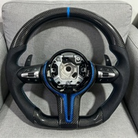 Volant de voiture en cuir et fibre de carbone bleue adapté aux BMW F25 F10 F11 F18 F07 F49 F39 F25 F26 F01 F20 F30 F15 F16 F21 F22