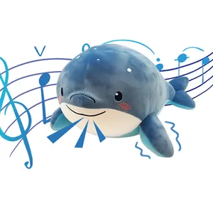 Baleine chantante électronique bleue en peluche personnalisée OEM ODM pour cadeau de bébé
