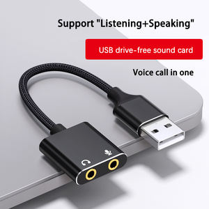 Adaptador de Audio <span class=keywords><strong>Dos</strong></span> en Uno, 8cm USB a 3.5mm, Tarjeta de Sonido Externa, Convertidor de PVC y Aleación de Aluminio, Micrófono para Auriculares de Computadora - Product Image 4