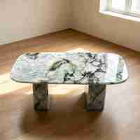 Table basse moderne en marbre avec hauteur réglable, mobilier écologique pour salon, chambre et hôtel