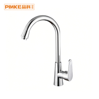 Robinet d'évier de cuisine pivotant omnidirectionnel chaud/froid avec cartouche céramique, chromé, 1 poignée, en alliage de zinc, style minimaliste
