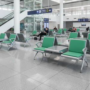 เก้าอี้รอคอยแบบโลหะสำหรับการแพทย์ 3 ที่นั่ง หุ้มหนัง สำหรับโรงพยาบาล โรงเรียน ห้างสรรพสินค้า โรงแรม อาคารสำนักงาน - ทนทาน - Product Image 2