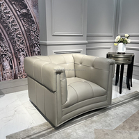 Ensemble de meubles de salon de style américain moderne, canapé et fauteuil en cuir de haute qualité, fournisseur de meubles de luxe pour villa