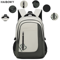 Sac à dos de voyage unisexe HAIBOWY avec logo personnalisé, résistant à l'eau, multi-compartiments, sac d'école pour étudiants, sac à dos pour ordinateur portable