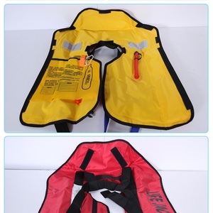 เสื้อชูชีพโพลีเอสเตอร์สีเหลืองพร้อมขอบและสายรัดสีดำเพื่อความปลอดภัยทางน้ำบนท่าเรือ - Product Image 3