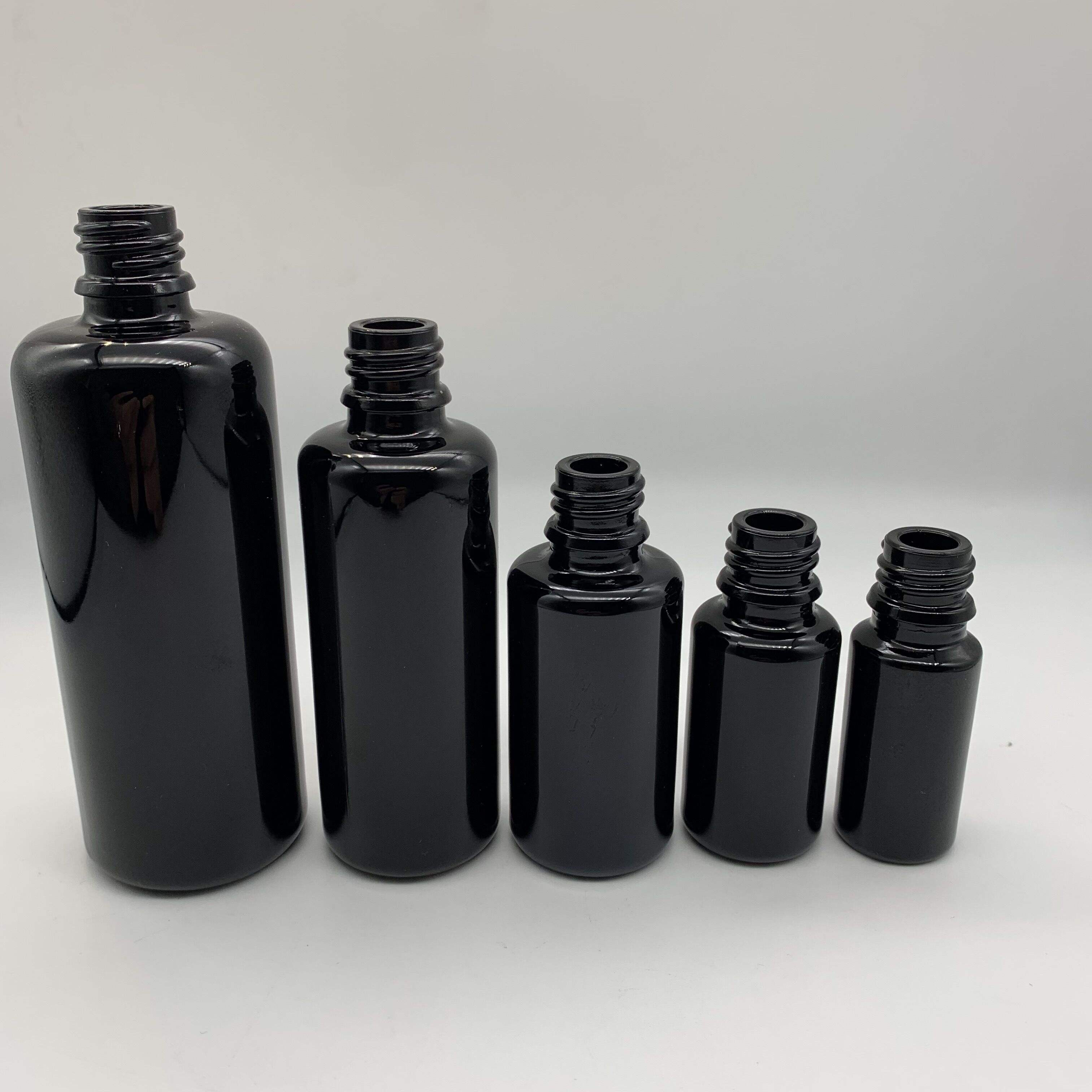 10毫升黑色玻璃瓶空滴管玻璃瓶圆形平肩可重复填充液体滴管按摩油