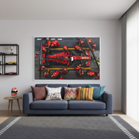 Tableau mural sur toile encadrée Art Déco Charles Leclerc Ferrari Formule 1, motif panoramique pour décoration murale de chambre de garçon