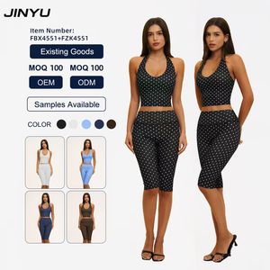 High Quality Custom Logo Yoga Set For Women Quick Dry Back Tank Fifth Pants Top Leggings No Front Rise Seams Fitness