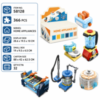 Set de Bloques de Construcción de Electrodomésticos para el Hogar con Tostadora, Licuadora y Aspiradora, Juguetes Creativos para Niños para Exhibir y Jugar