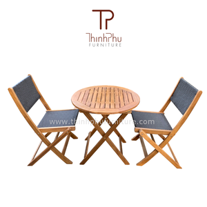 Nuevo juego de bistró de ratán de estilo moderno, muebles de jardín, madera de mimbre, acacia para uso en exteriores - Product Image 4