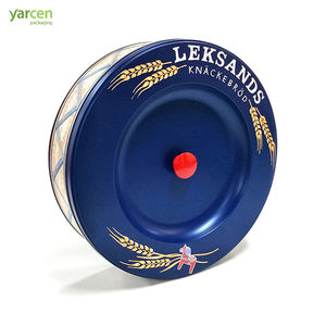 Boîte de conserve à biscuits en fer blanc avec couvercle supérieur encastré personnalisé grande boîte en métal pour bonbons boîte en métal empilable avec bouton et couvercle grande boîte ronde pour biscuits - Product Image 4