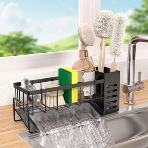 Distributeur de savon noir en acier inoxydable 304 antirouille, organiseur de cuisine et support de rangement sous évier de salle de bain - Product Image 1