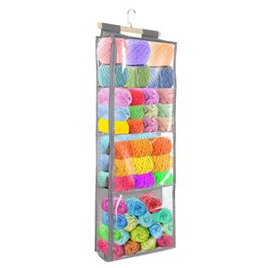 Clear Knitting Organizer Storage with 4 Large Zippered Pockets Hanging Yarn Storage for <b>Crochet</b> Lovers Made of Fabric Polyester - Product Image 1
