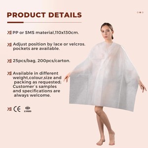 Cape <span class=keywords><strong>de</strong></span> <span class=keywords><strong>coiffure</strong></span> jetable transparente et imperméable pour salon, tablier <span class=keywords><strong>de</strong></span> <span class=keywords><strong>coiffure</strong></span> non tissé - Product Image 2