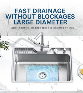 Pia de Cozinha Moderna de Aço Inoxidável com Superfície Nano, Cuba Única, Antirruído, Três Furos, Cesto de Armazenamento e Garantia de 3 Anos - Product Image 5