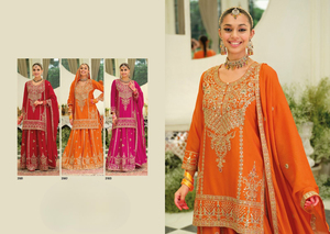 Chinon lourd avec broderie travail vêtements indiens et pakistanais - Product Image 5