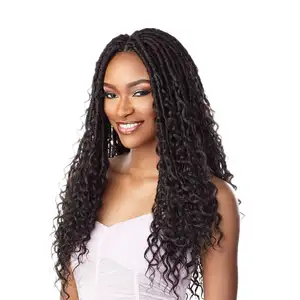 Faux Locs Mambo ผมปลอม,กล่องถักแบบโบฮีเมี่ยนแบบไม่ต้องเสียบก่อนปักลายลูกไม้