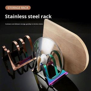 Kitchen Gadgets Multi-purpose Pot Lid Holder Stainless Steel Kitchen Cutting Board Storage <b>Shelf</b> <b>Rack</b> for Countertop - Product Image 5