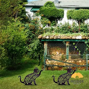 Gourmette métallique de jardin en forme de chat, ornement de pelouse de pâques, pour la décoration artistique, pour la cour ou l'extérieur
