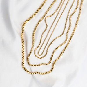 Stainless Steel Square Chain Necklace 18k Gold Plated Geometric Minimalist Unisex Fashion Jewelry Gift - Product Image 1