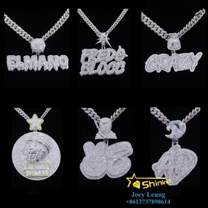Bijoux pour hommes, testeur de diamants, plaqué or 14 carats, <span class=keywords><strong>argent</strong></span> 925, logo de lettre, chaîne hip-hop, chaîne personnalisée, <span class=keywords><strong>pendentif</strong></span> en moissanite VVS - Product Image 5