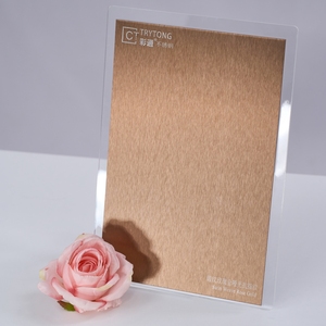 Rose Gold thép không gỉ tấm 304 satin kết thúc 4x8 chân tóc chải trang trí tấm kim loại - Product Image 1