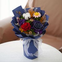 Wafa Yunnan Buket Bunga Mawar Asli Awet Seri Musim Semi Bunga Kering Abadi untuk Ulang Tahun Hari Valentine Hari Ibu