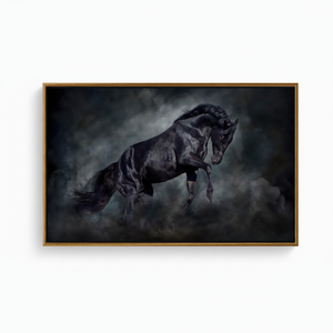 Dramatic Equine Print: Rustic Equine <b>Canvas</b> Artwork, Elegant Home Decor,GOLD <b>FRAMED</b> <b>CANVAS</b> - Product Image 2
