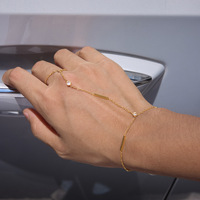 Bracelet de doigt en acier inoxydable plaqué or 18 carats YC, chaîne fine avec CZ blanc rond, bijoux de main classiques pour femmes