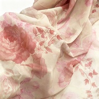 Tissu en Chiffon Imprimé 100% Polyester, Tissu en Chiffon Léger et Doux, Motif Floral pour Robe de Fille Printemps