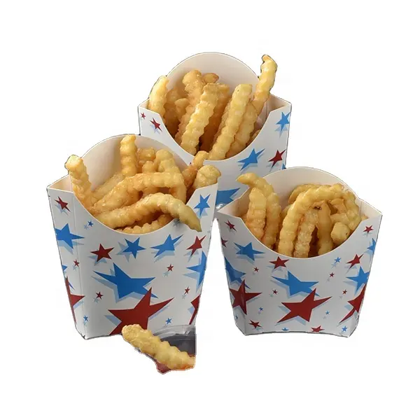 Copo de papel Kraft para batatas fritas, embalagem biodegradável reciclável, para fast food, batatas fritas