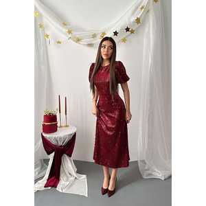 Vestido de Noche Borgoña al por Mayor, Corto, con Capas, con Plumas, Perlas y Lentejuelas, Estilo Imperio, Largo hasta el Suelo, para Fiesta - Product Image 4