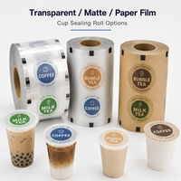 Rouleaux de film PET pour sceller les gobelets de bubble tea, 90 mm, 95 mm, transparent mat, pour utilisation dans les magasins de thé au lait