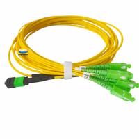 Rakitan Breakout Serat Optik MPO-8 ke 8xSC APC, Jumper Fanout 8-Serat OS2 Singlemode, Polaritas Tipe B, LSZH
