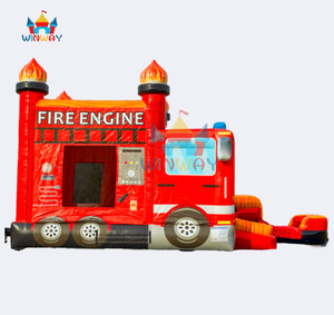 Fire Engine <b>Inflatable</b> Bounce <b>House</b> with Slide - Commercial Grade Fire Truck Themed Bouncer for Kids Party Rentals - Product Image 4