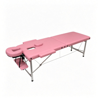 Table de massage portable à 2 sections en mousse haute densité, pieds en acier inoxydable, lit de spa pliable avec accessoires