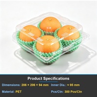 Groothandel 4-delige voedselveilige PET transparante clamshell fruitverpakking wegwerp plastic doos voor appels, peren, avocado's