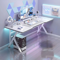 Bureau de jeu moderne ergonomique E-Sports pour PC Mobilier de bureau en bois durable avec porte-gobelet Plusieurs tailles pour bureau à domicile