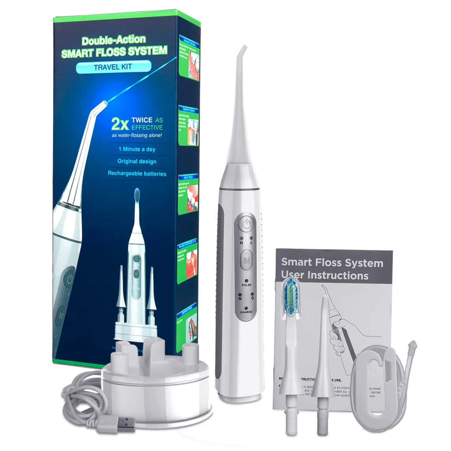 Electric Rechargeable IPX7 Waterproof Water Jet 2 in 1 Electric Toothbrush and Water Flosser