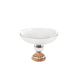 Plateau en acier inoxydable de haute qualité avec base en bois Plateau pour bol à chocolat Bol de service et plateau de style premium à vendre - Product Image 1