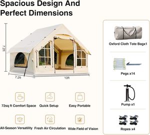 2025 Uprgraded 100% Waterproof <b>Inflatable</b> Camping Tent <b>Large</b> Luxury Oxford Glamping House No Assembly Needed Air Tent Outdoor - Product Image 6