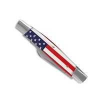 Couteau de poche pliant OEM personnalisé fait main avec drapeau américain, couteau de gentleman patriotique, couteau EDC d'extérieur à 3 lames, couteau Stockman avec drapeau USA