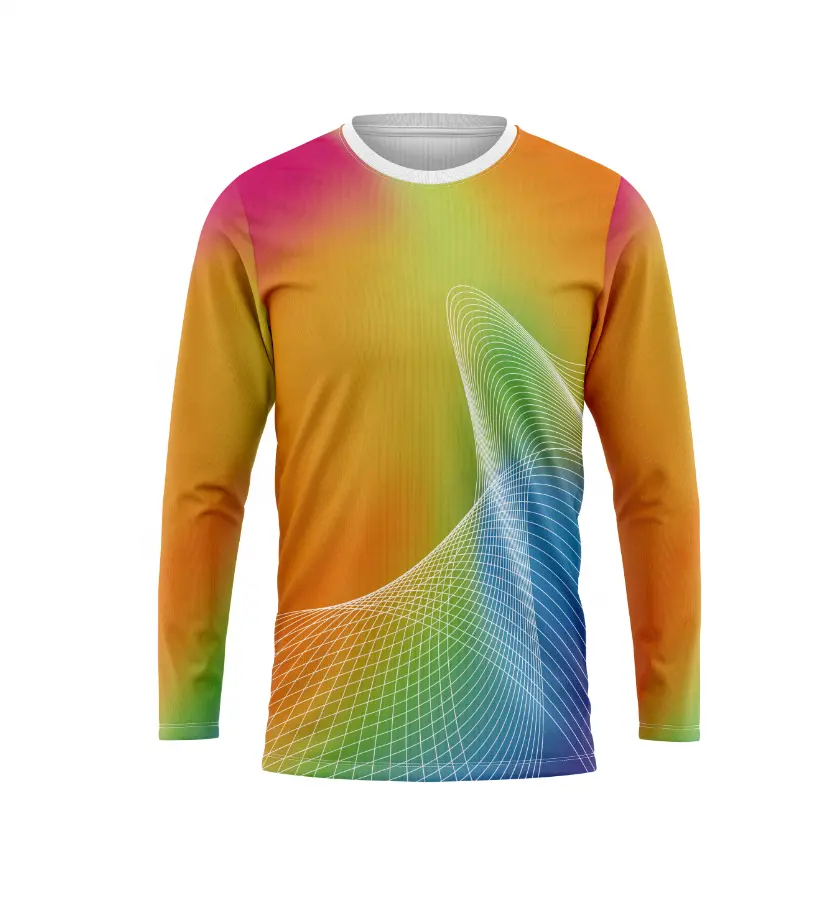Custom Sublimation Long Sleeves Cycling Shirts Marathon Soccer Tennis Jersey Gym Workout Men Clothing Design Your Own Logo Label