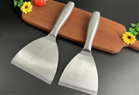 Spatule de cuisine moderne en acier inoxydable, manche droit, lame de 12 cm, épaisseur 1,5 mm, réversible, compatible lave-vaisselle