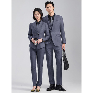 Striped Suit Set Three Piece Business Formal Wear For Men Work Uniform Anti-Wrinkle Worsted Fabric Adult Size - Product Image 4