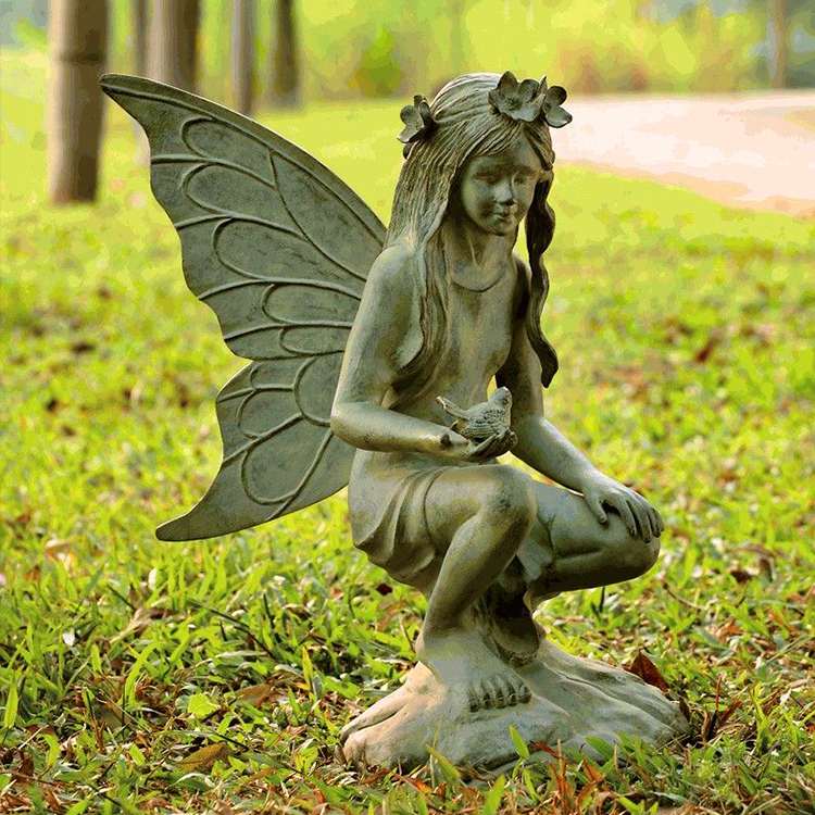 Statua da giardino con vaso di fiori, altezza 40 cm, in pietra resistente al gelo, statuetta decorativa da giardino, colore: grigio
