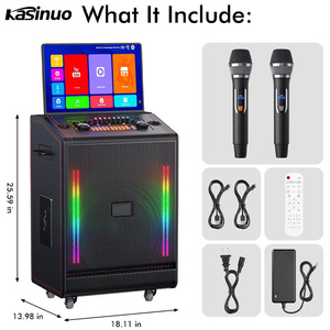 Wholesale New Hot Trolley 17.3 Inch Portable <b>Speaker</b> Machine Touch Screen Colorful KTV Singing Player Handle <b>Outdoor</b> <b>Speaker</b> Bt - Product Image 6